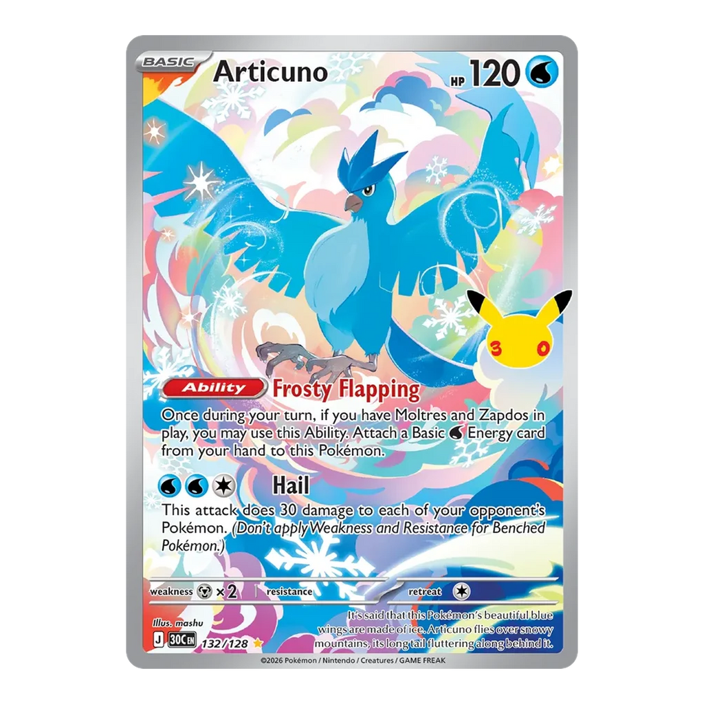 Carta Pokémon Articuno 30th Celebration 132 en inglés
