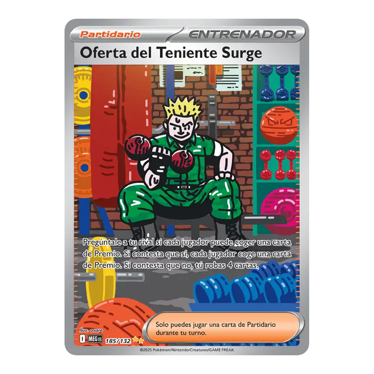 Carta Oferta del Teniente Surge Mega Evolution 185 - Español