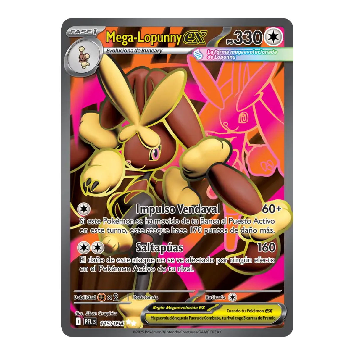 Carta Mega-Lopunny EX Phantasmal Flames 115 - Español